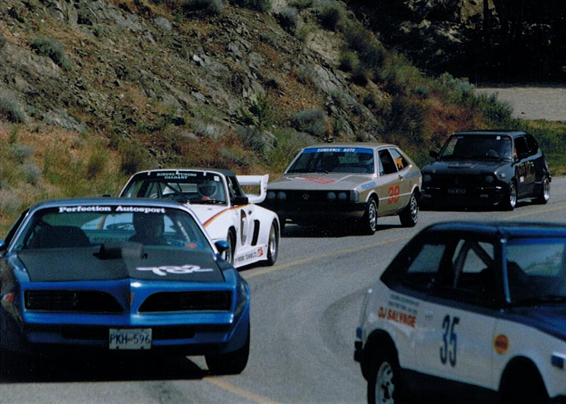 Returning from the summit of the Knox Mtn Hillclimb course, May 1989